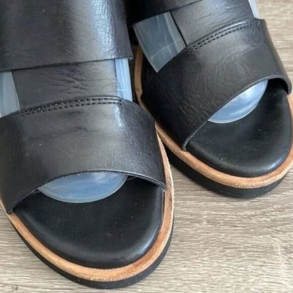 Strategia Black Leather Block Heel Sandals Size 36 - Picture 2 of 5